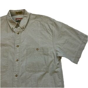 Adirondack Men's Shirt Size L Tan Cotton Short Sleeve Button Down